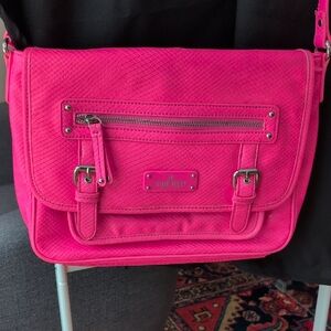 Nine West Neon Pink textured crossbody bag. 